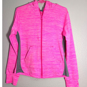 Chili Peppers Girls Athletic Zipper W/Pockets Hoodie Pink Gray Siz 6/x Jacket